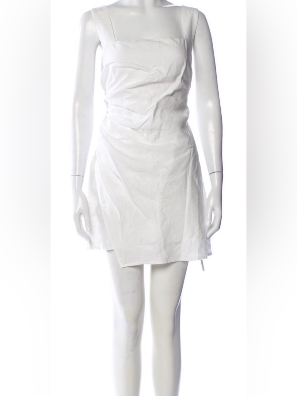 Reformation White Square-Neck Linen Mini Dress